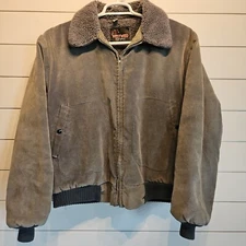 Vtg West WIND Velour? Bomber Aviator Flight Sherpa Coat Jacket Mens 48 Made USA
