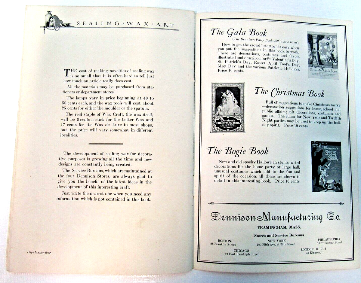 ANTIQUE 1922 SEALING WAX ART 24-PAGE ADVERTISING BOOKLET BY