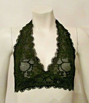 NWT Wishlist Black Lace Wire Free Halter Neck Back Closure Bralette Small