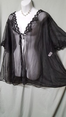 Ventura Black Robe Short Sexy Sheer with Lace 4X   60'' BUST 