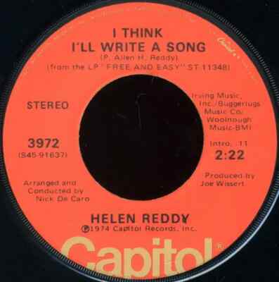 Helen Reddy Angie Baby Vinyl Single 7inch Capitol