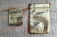 Foil Cloth Drawstring Bags Silver Gold, Jewellery, 5 pieces, 7x9 or 10x15cm