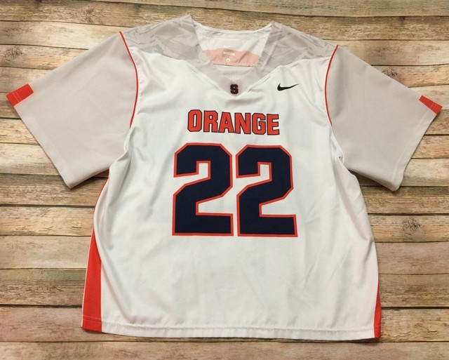 Syracuse Lacrosse Jersey NIKE 22 NCAA College Home White Orange Blue