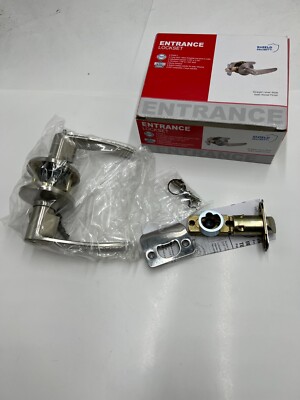 Shield Security 913828 Entrance Lockset Straight Entry Lever Satin Nickel
