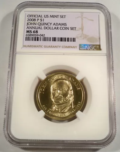 2008-P NGC MS68 PRESIDENTIAL DOLLAR JOHN QUINCY ADAMS $1 MS 68