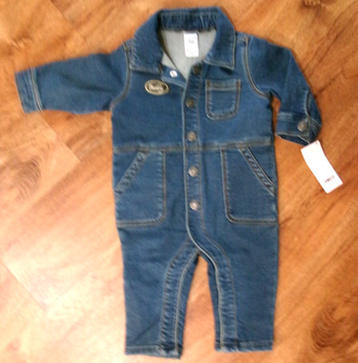 CARTERS NWT $42.00 Denim Little Buddy Coveralls-6M