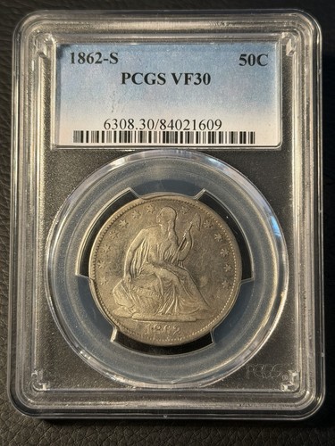 Demi dollar Liberté assise 1862-S NGC VF30 époque guerre civile - Photo 1/8