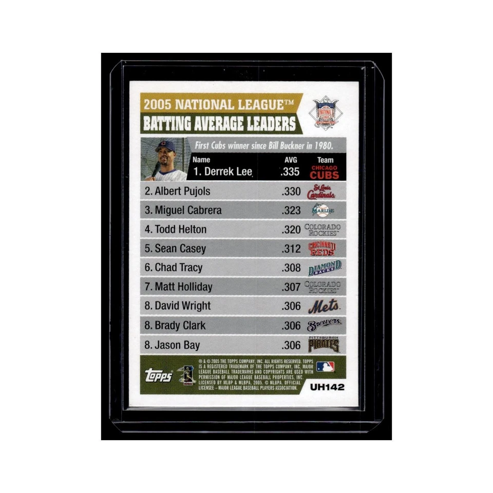 Derrek Lee Albert Pujols Miguel Cabrera 2005 Topps Updates Highlights #UH142 NM - Image 2 of 3