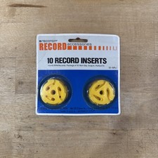 Vtg. NOS Recoton 45 RPM Record Inserts Adaptors 1970's Bright Yellow Package/10