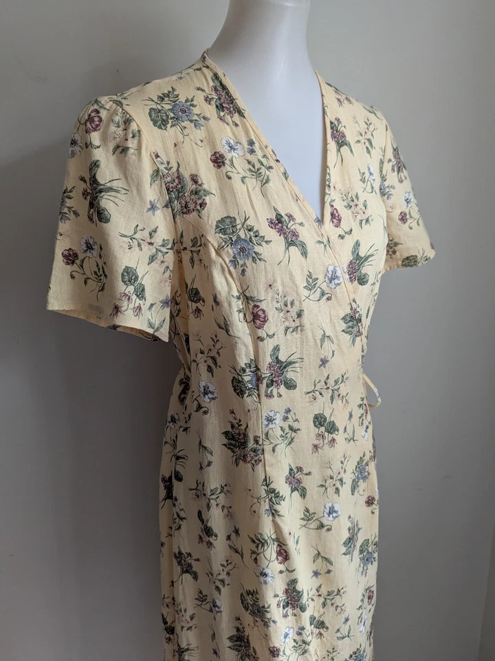 Vestido De Colección Coldwater Creek Lino Envolvente Amarillo M Mantequilla Floral Femenino Modesto EE. UU. Foto 2 de 4