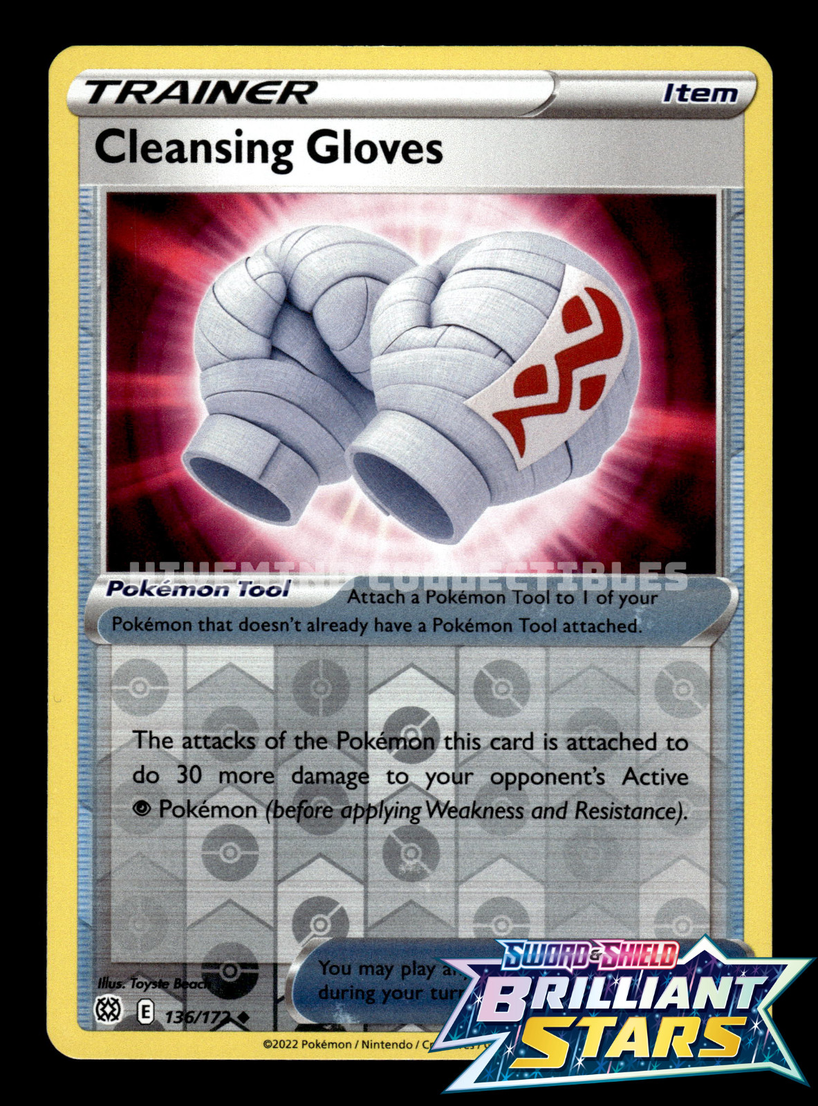 Cleansing Gloves 136/172 Brilliant Stars Reverse Holo Pokemon Card