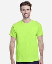Gildan 5000 Heavy Cotton T-Shirt Neon Green S-5XL Blank Plain Tee Unisex Cotton