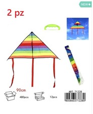 2x Aquilone Spiaggia 90 Cm Con Maniglia Divertimento Estate Principianti Gioco