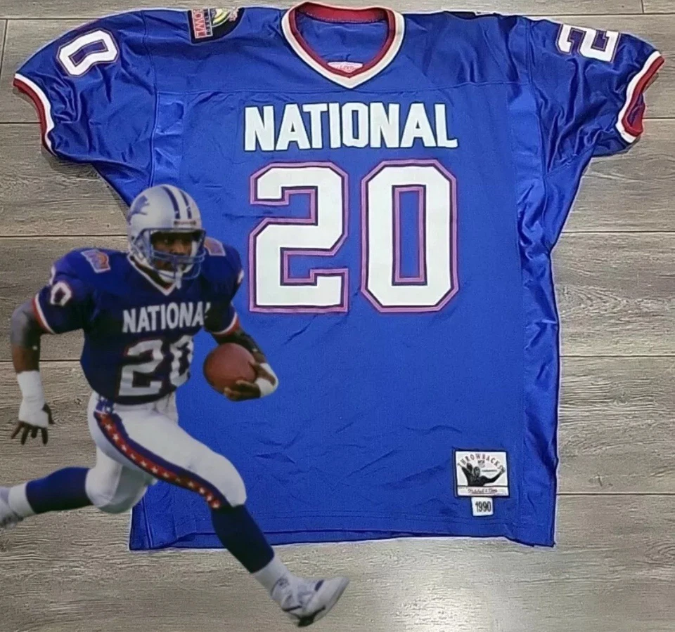 PSA GEMA COMO NUEVA 10 DETROIT LIONS BARRY SANDERS PRO BOWL JERSEY MITCHELL&NESS XL58 Foto 2 de 4