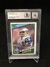 1984 EAGLES Mike Quick signed ROOKIE card Topps #333 Beckett 10 Auto RC BAS