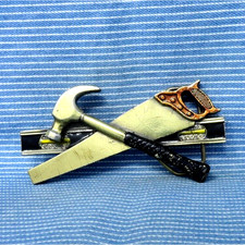 Carpenter Contractor Tools Belt Buckle Enameled Cut Out Vtg 80s TGABC .TYC442