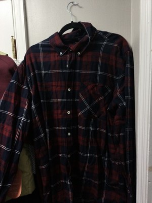 LIVERGY Flannel Shirt Size XXL Men's Burgundy Navy Plaid NWOT