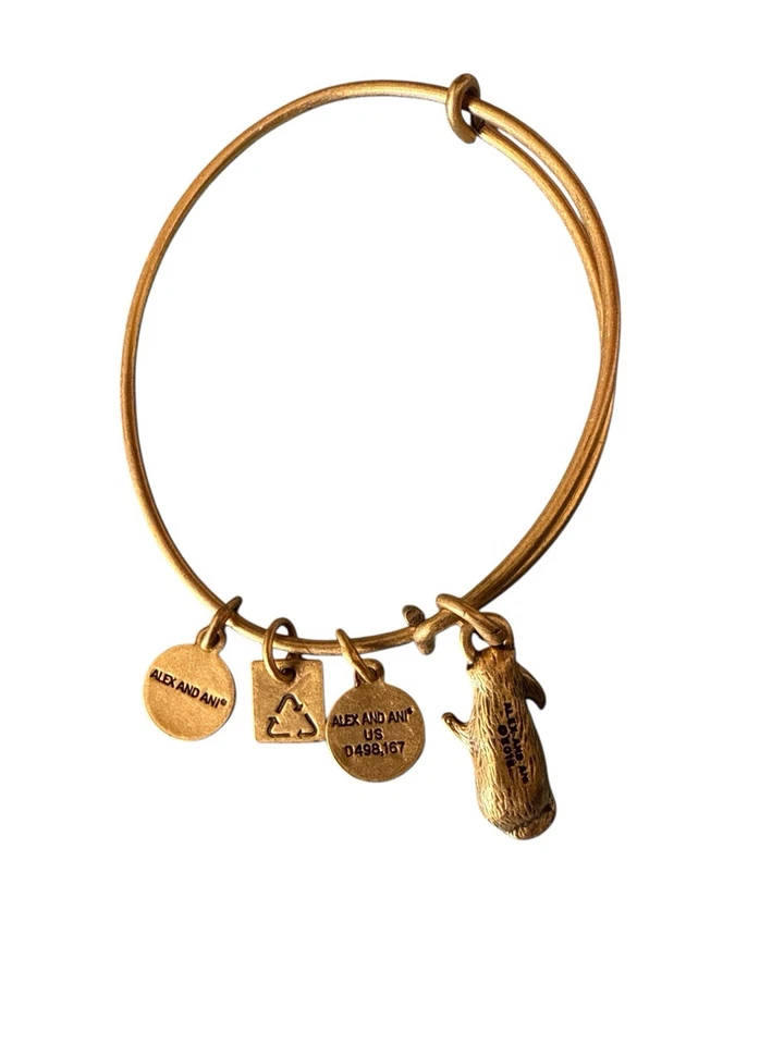 Brazalete colgante Alex and Ani tono dorado nutria encanto Foto 4 de 4