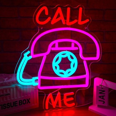 Call Me Neon Sign for Wall Decor Dimmable Retro Led Light Sign Bright Landlin...