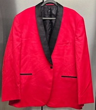 CARDI Super 150s Designer Suit Jacket Tuxedo Coat - Men's Size 50R - Red Black