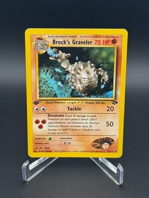 Brock's Graveler HP 34/132 - 1st Edition Gym Challenge  ️ Pokemon WOTC 2000 (A)