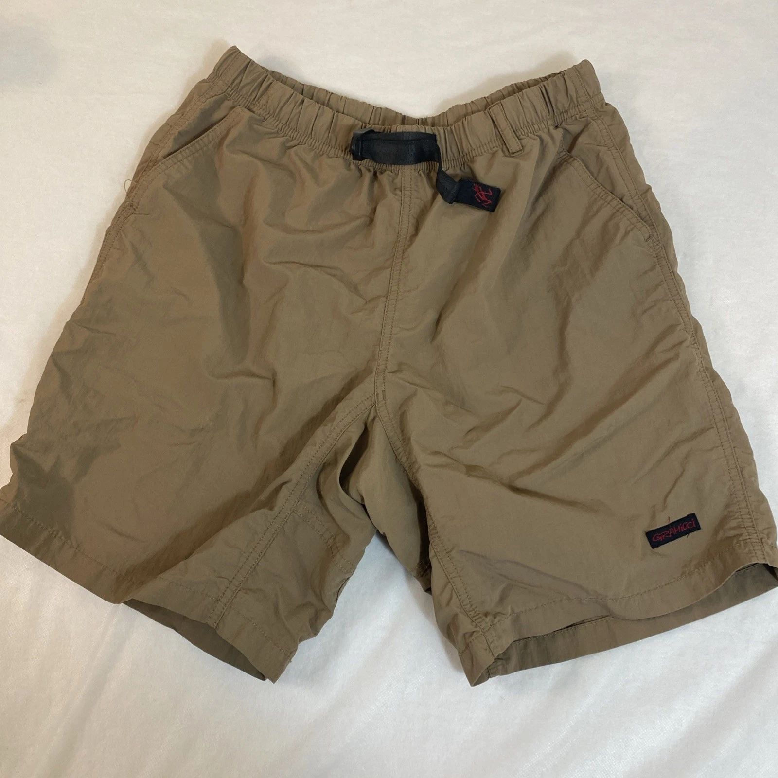 Vintage Gramicci Shorts Mens M Brown Nylon Quick Dry Belt Packable Hike Climb