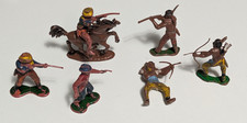Vintage Hong Kong Cowboy Indians Vtg Plastic Western Playset Figures Lot of 7
