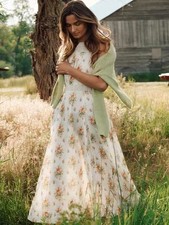 Women Doen Printed lace patchwork sleeveless dress