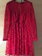 Red Lace New Look Party Dress with Keyhole Back Size 8