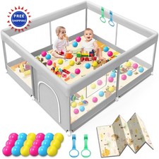 Baby Playpen 50 Inch 50x50 Colorful Ball Babies Toddlers Indoor Fence infant