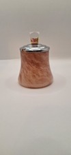 Vintage Swirl Pink Glass Jar Pot With Lucite Flower Knop