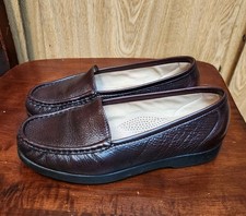 SAS Tripad Comfort Simplify Loafers Black Leather Moc Toe Slip-On Shoes Sz 6 W