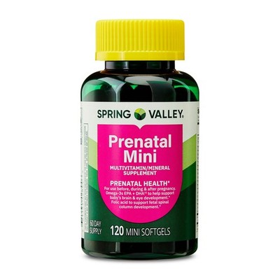 Spring Valley Mini Prenatal Complete Multivitamin (Multi + DHA)- 120 Softgels