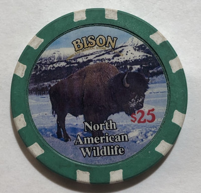 $25 Gaming Chip Bison North American Wildlife (A1)