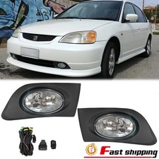 Pair Clear Lens Fog Lights W Bulbwiringswitch For 01-03 Honda Civic 24-dr Pair Clear Lens Fog Lights W Bulbwiringswitch For 01-03 Honda Civic 24-dr