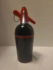Vintage Atomic Black Red Aluminum Sparklet Seltzer Spritzer Bottle USA