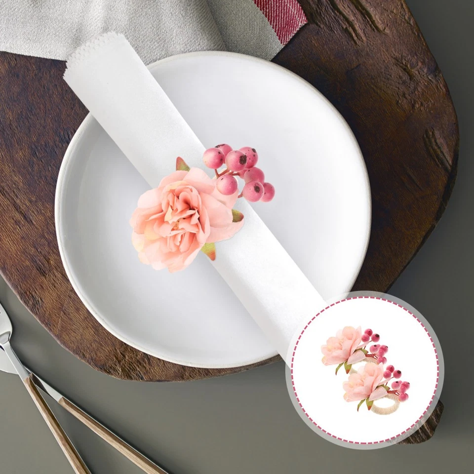  2 Pcs Portatovaglioli Fiore Anelli Per Feste Decorazioni La Tavola - Immagine 2 di 4