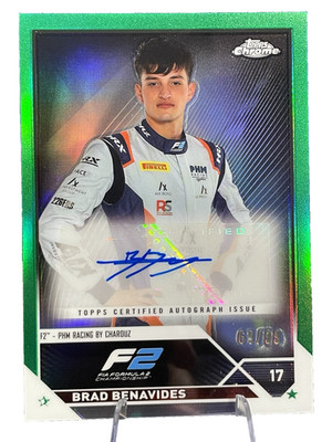 2023 Topps Chrome Formula 1 F1 Autographs Brad Benavides #CAC-BB Green 69/99