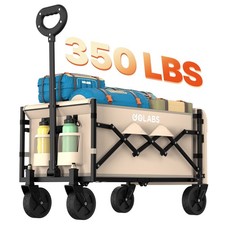 GOLABS Collapsible Folding Wagon Cart, 100L Expandable Storage, 350LB Capacity,
