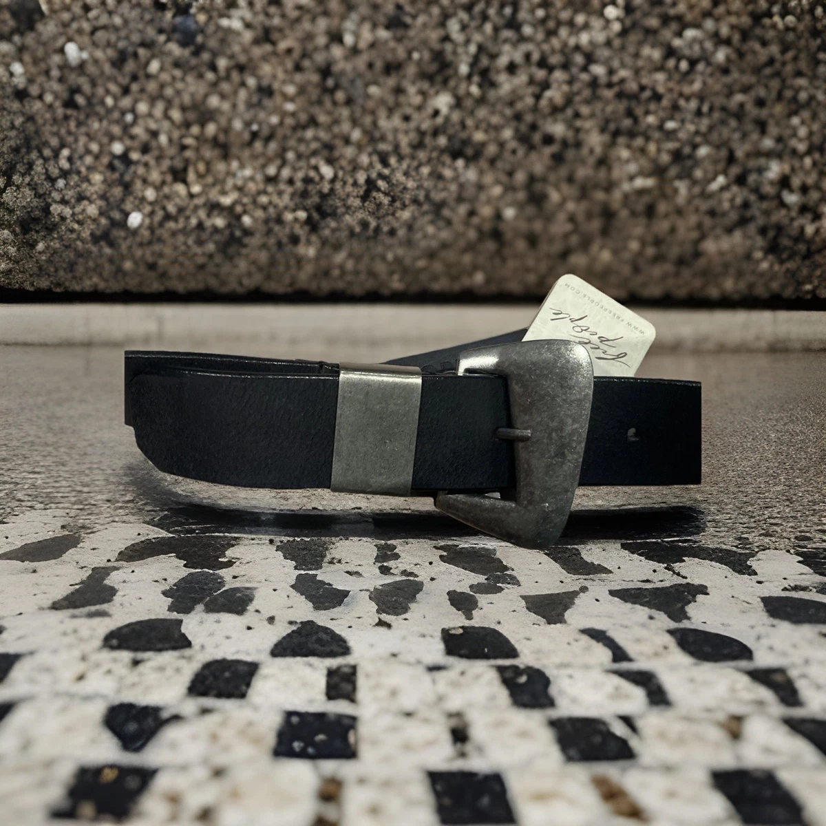 Free People Black Suede Belt with Silver Tone Metal Buckle- Small-Medium Size Free People Black Belts for Women for sale | eBay main image 4