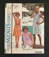 MCCALL'S VINTAGE PATTERN 5593 Misses' Summer Dress Top Sizes 8 UC FF RARE
