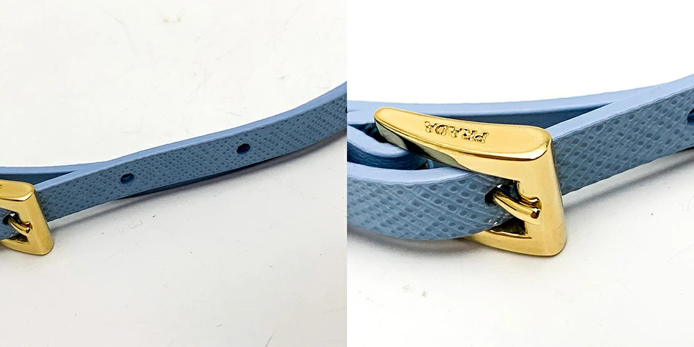 Prada Saffiano Light Blue Triangle Logo Neck Strap Unisex 73cm Excellent thumbnail 8