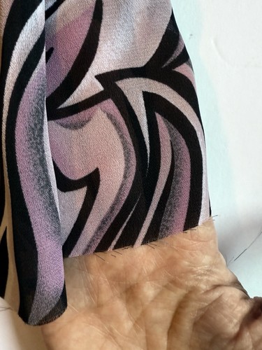Vtg. Synthetic Fabric Black White Pink Mauve Groovy Swirls 1960’s 2 Yards X 62” - Picture 2 of 2