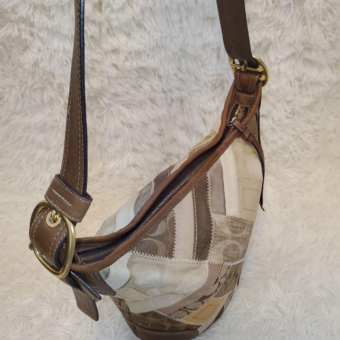 COACH Shoulder Bag Patchwork Bucket Signature Mul… - image 5
