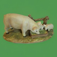 Vintage Enesco Ceramic Mama Pig And Piglets Small Figurine 6x3