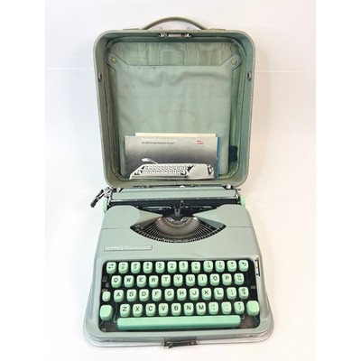 Hermes Rocket Typewriter Mint Green Vintage Portable For Parts or Not Working
