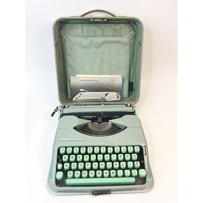 #ad Hermes Rocket Typewriter Mint Green Vintage Portable For Parts or Not Working $269.87
