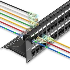 48 Port Cat6 Patch Panel with Couplers 19" 10G Ethernet Network RJ45 Keystone