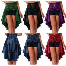 Women Steampunk Renaissance Skirt Gothic Victorian Bustle Skirts Halloween Party