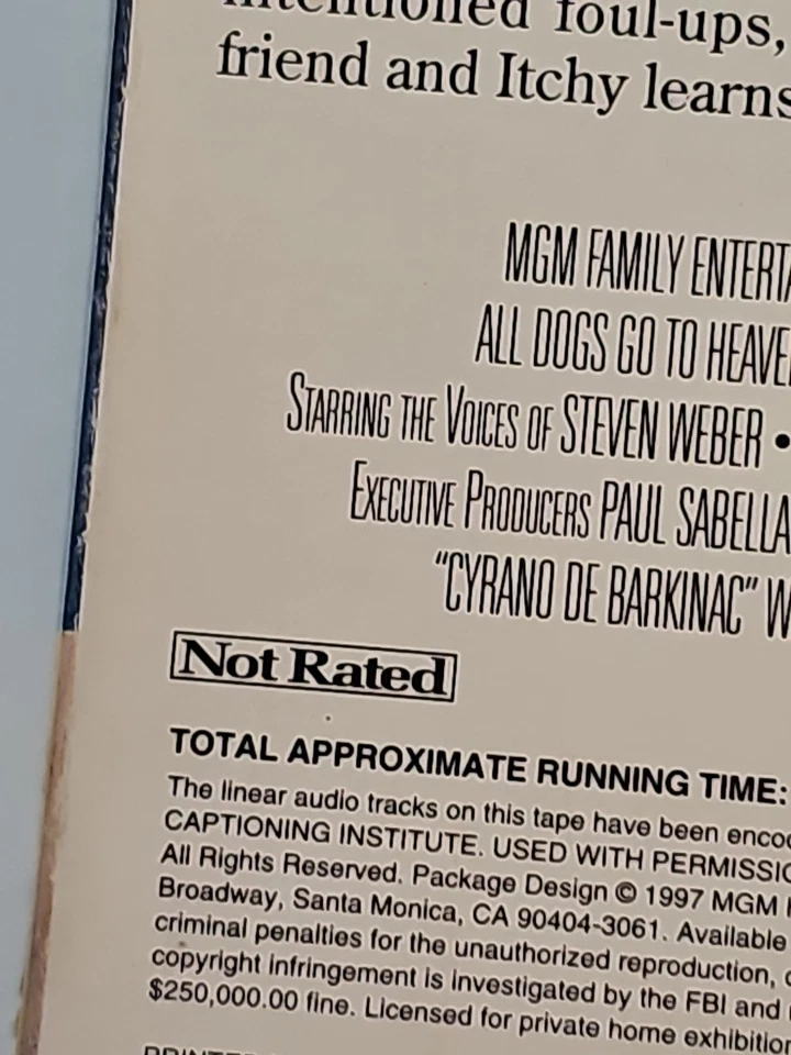 All Dogs Go to Heaven The Series (VHS 1997) TESTED WORKS - GRAIL RARE VHS TVSHOW Foto 3 de 4